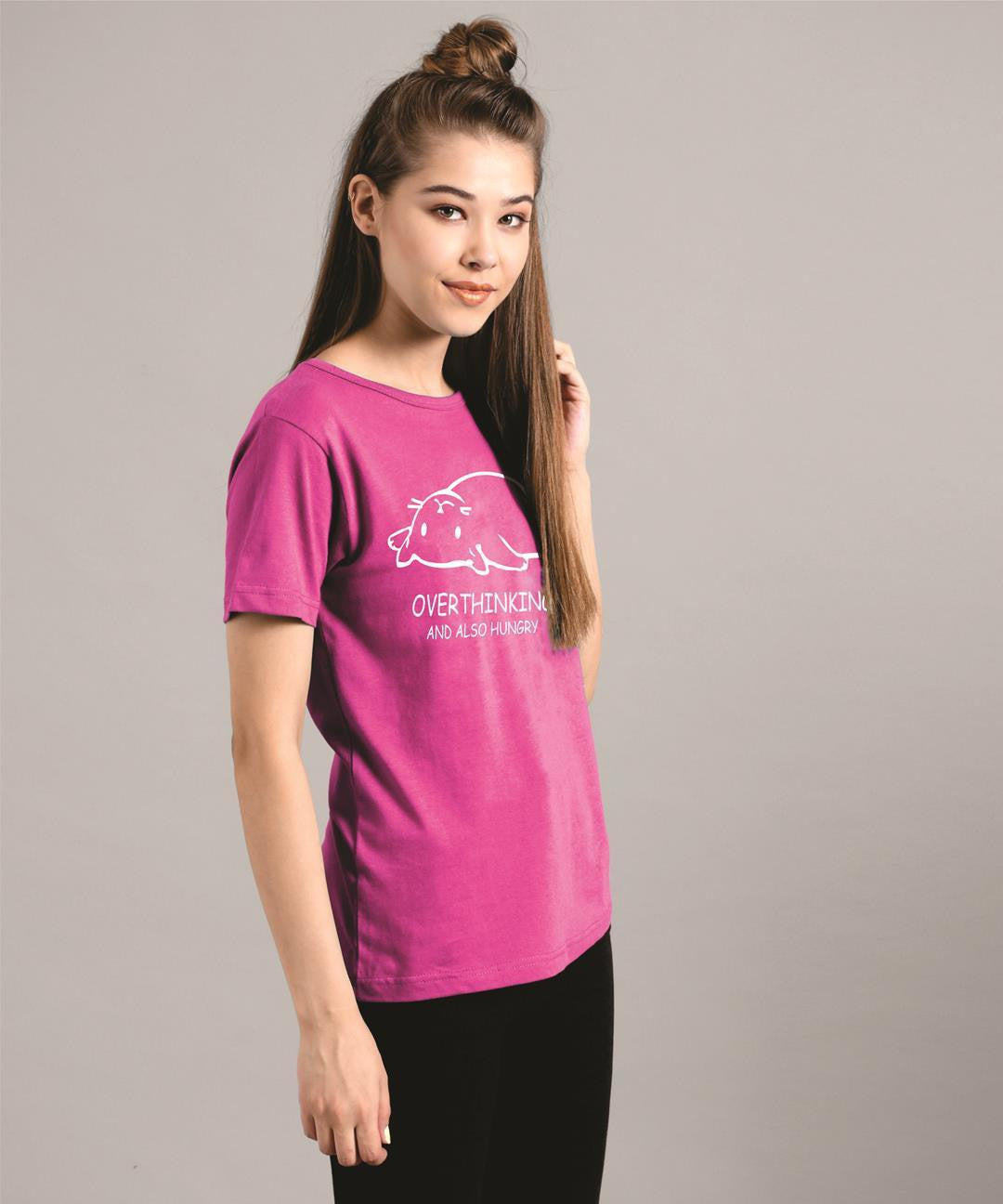 KOTTY Printed Women Round Neck Purple T-Shirt 