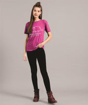 KOTTY Printed Women Round Neck Purple T-Shirt 