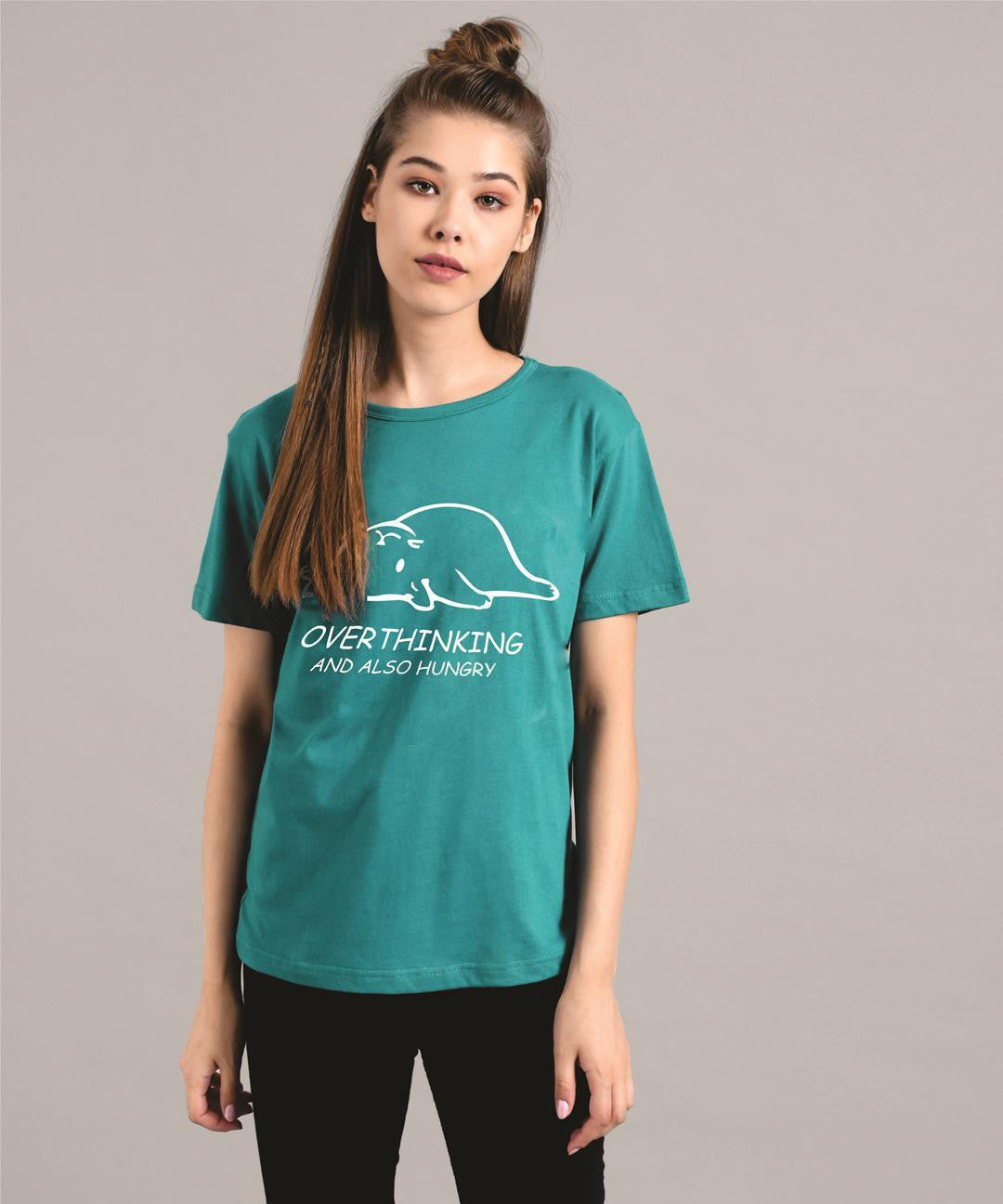 KOTTY Women's Round Neck Printed Cotton T-Shirt