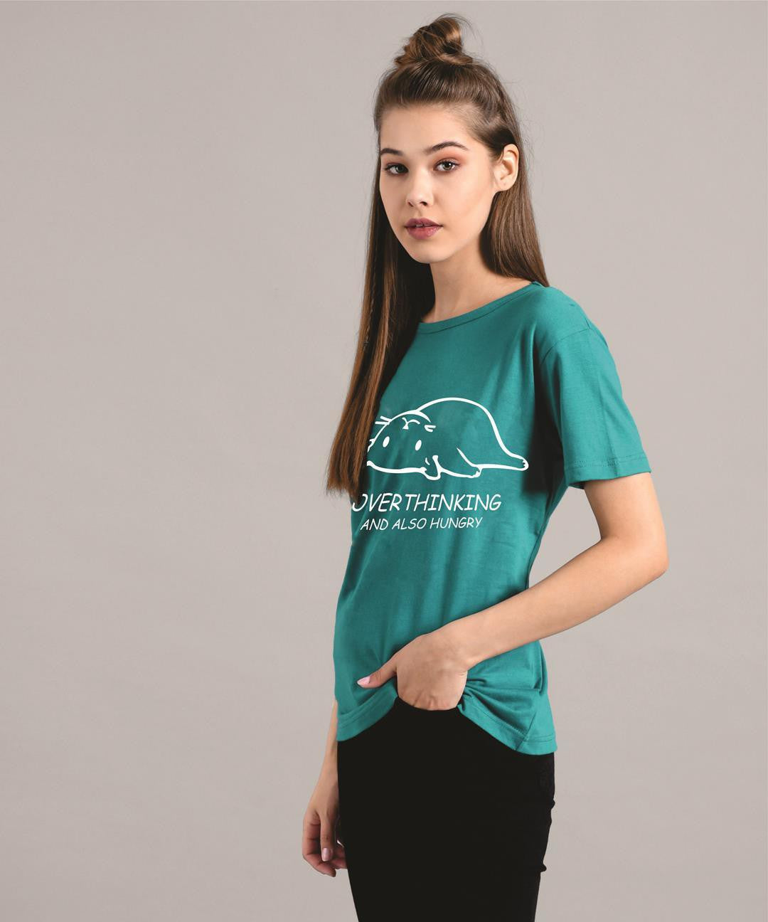 KOTTY Women's Round Neck Printed Cotton T-Shirt