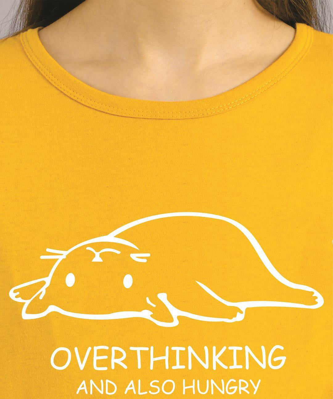 KOTTY Printed Women Round Neck Yellow T-Shirt 