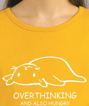 KOTTY Printed Women Round Neck Yellow T-Shirt 