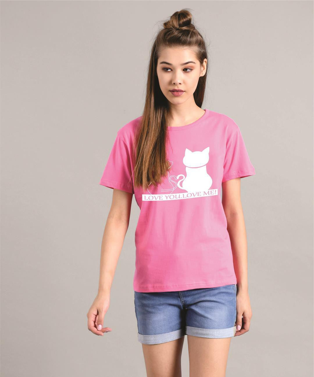 KOTTY Printed Women Round Neck Pink T-Shirt 