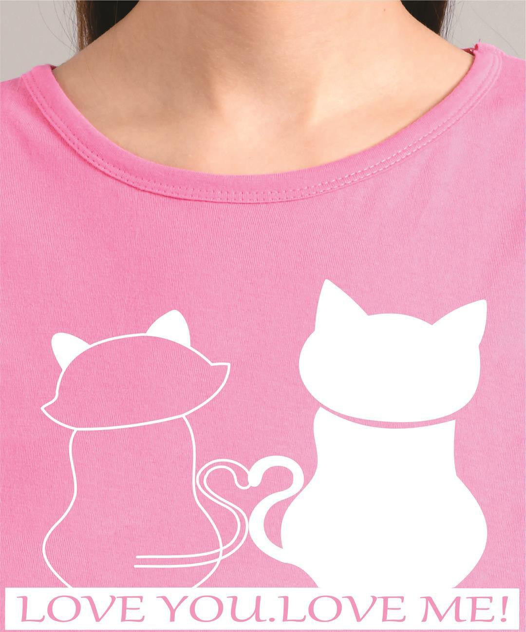 KOTTY Printed Women Round Neck Pink T-Shirt 