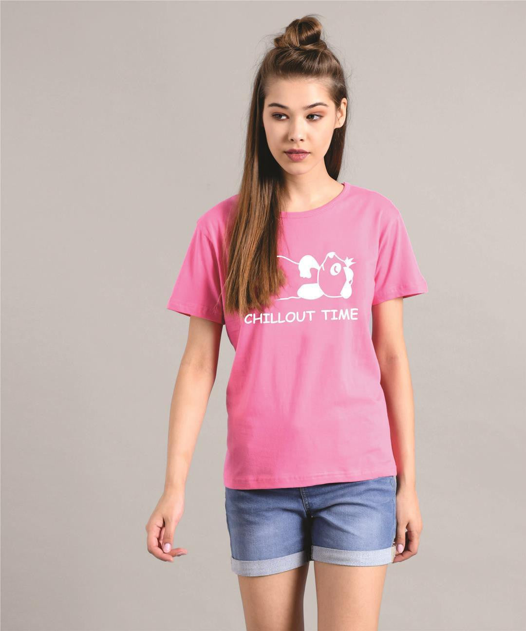 KOTTY Printed Women Round Neck Pink T-Shirt 