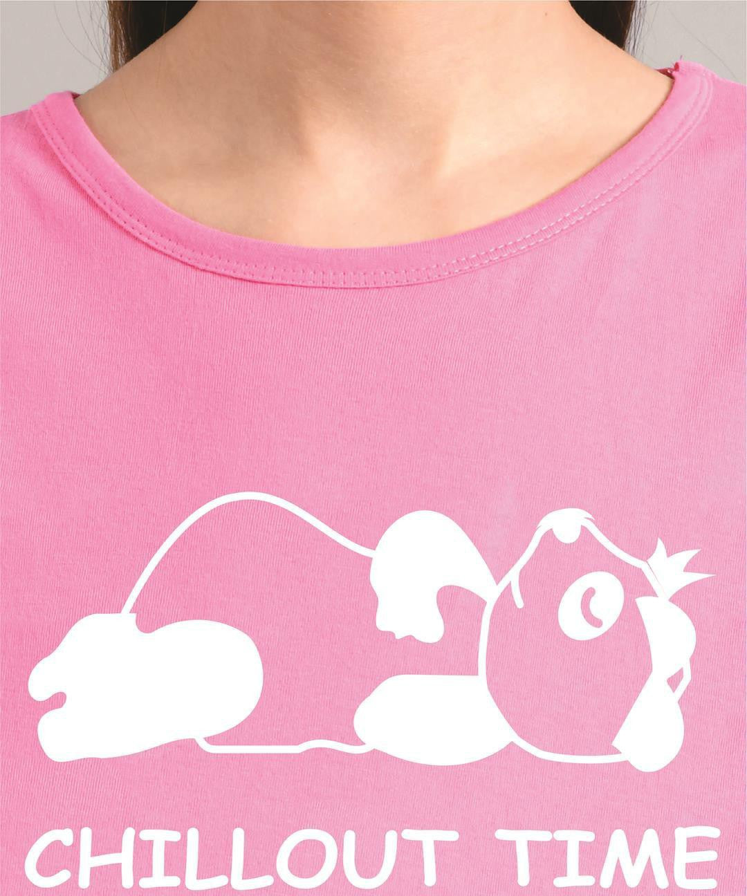 KOTTY Printed Women Round Neck Pink T-Shirt 