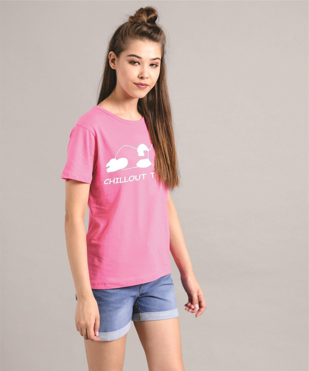 KOTTY Printed Women Round Neck Pink T-Shirt 
