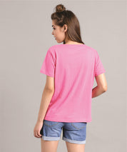 KOTTY Printed Women Round Neck Pink T-Shirt 