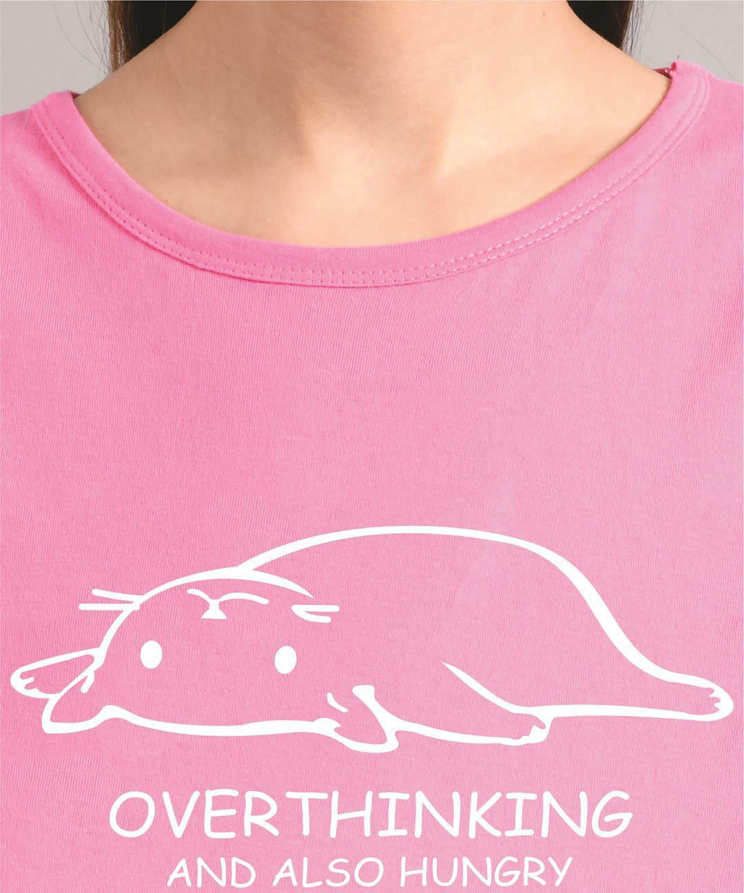 KOTTY Printed Women Round Neck Pink T-Shirt 
