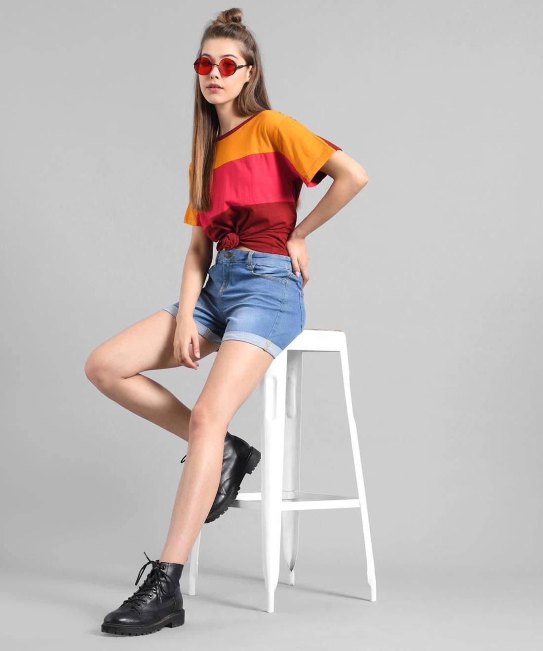 KOTTY Printed Women Round Neck Multicolor T-Shirt 