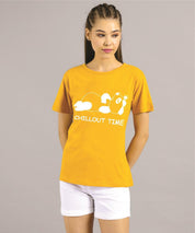 KOTTY Printed Women Round Neck Yellow T-Shirt 