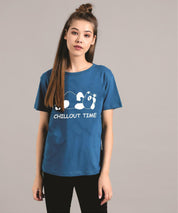 KOTTY Printed Women Round Neck Blue T-Shirt 