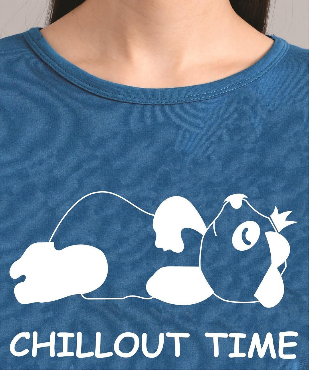 KOTTY Printed Women Round Neck Blue T-Shirt 