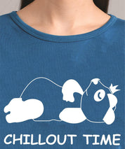 KOTTY Printed Women Round Neck Blue T-Shirt 