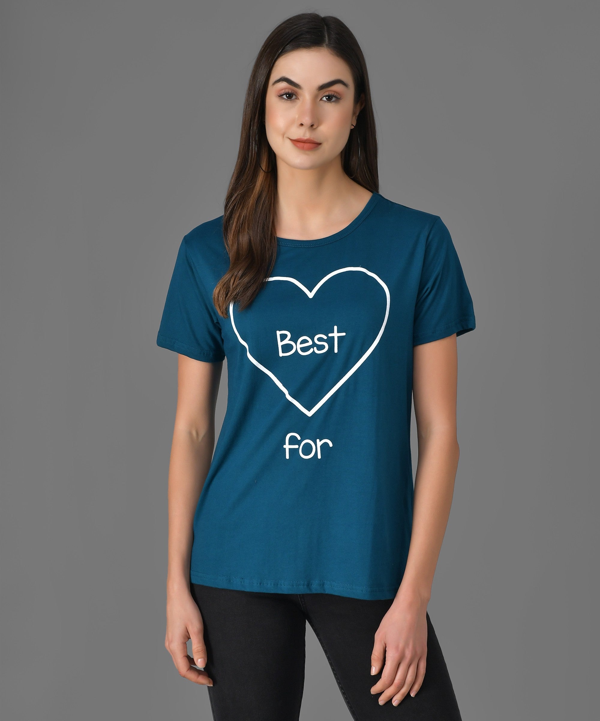 KOTTY Printed Women Round Neck Blue T-Shirt 