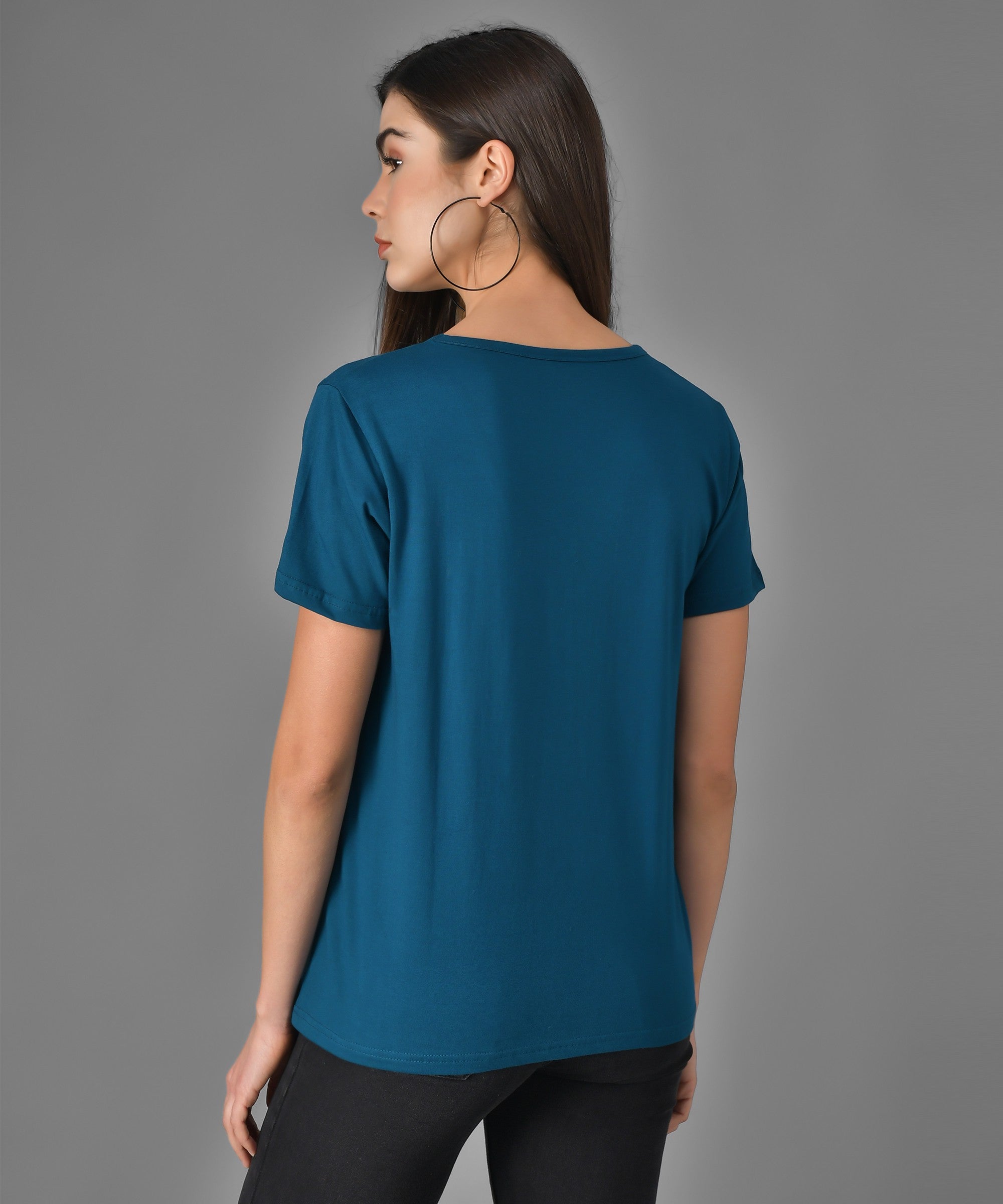 KOTTY Printed Women Round Neck Blue T-Shirt 