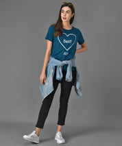 KOTTY Printed Women Round Neck Blue T-Shirt 