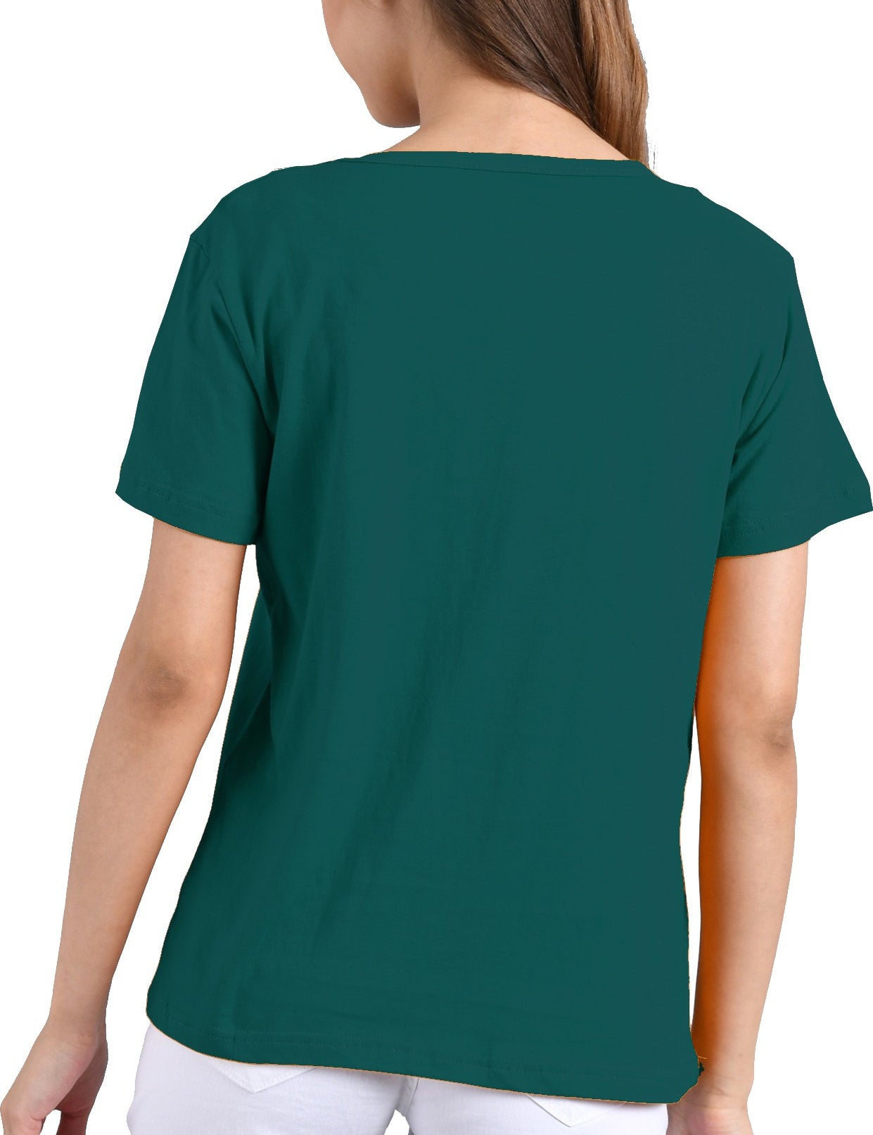 KOTTY Blue Plain Pure Cotton Women T-Shirt