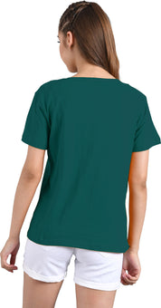 KOTTY Blue Plain Pure Cotton Women T-Shirt