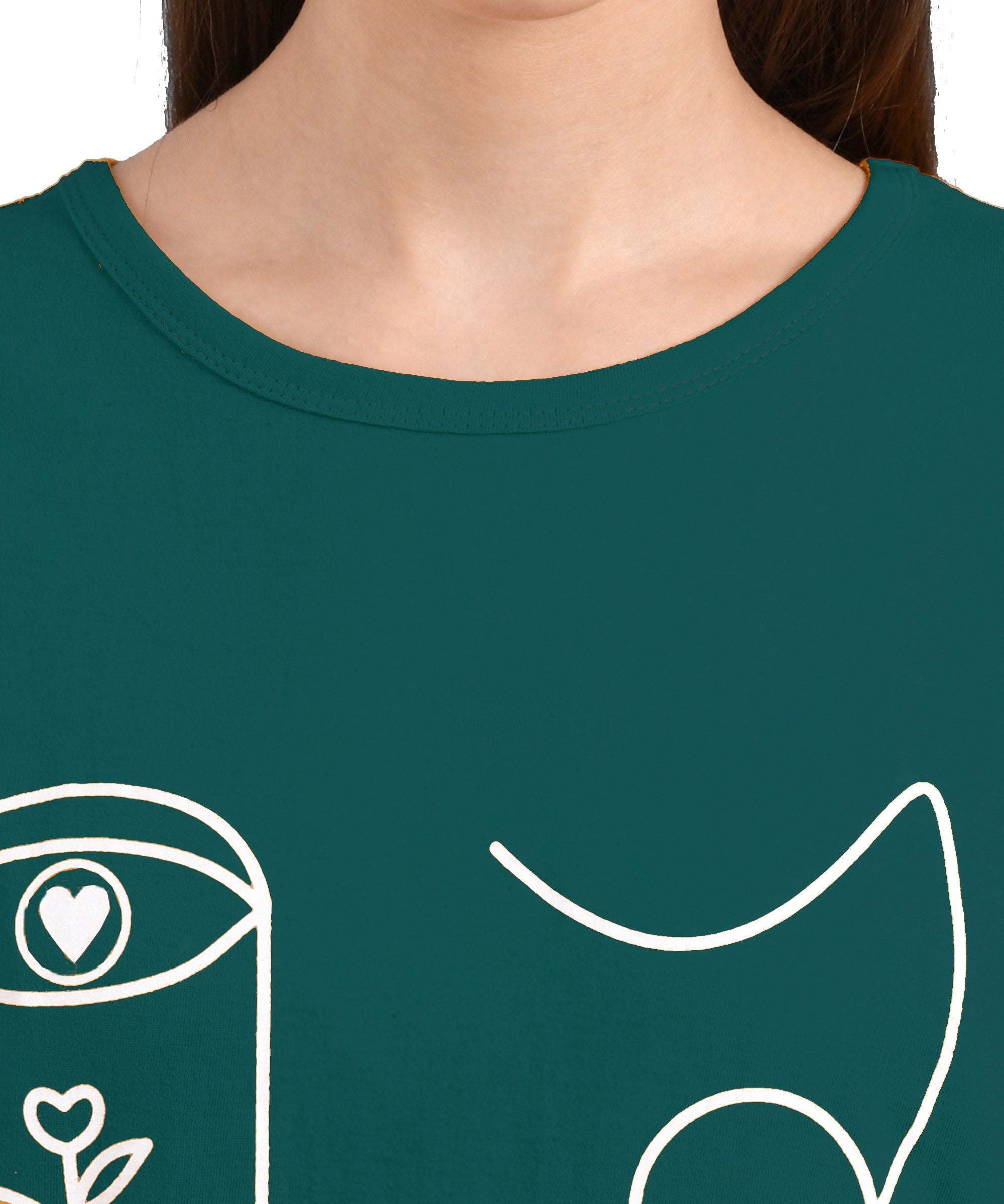 KOTTY Blue Plain Pure Cotton Women T-Shirt