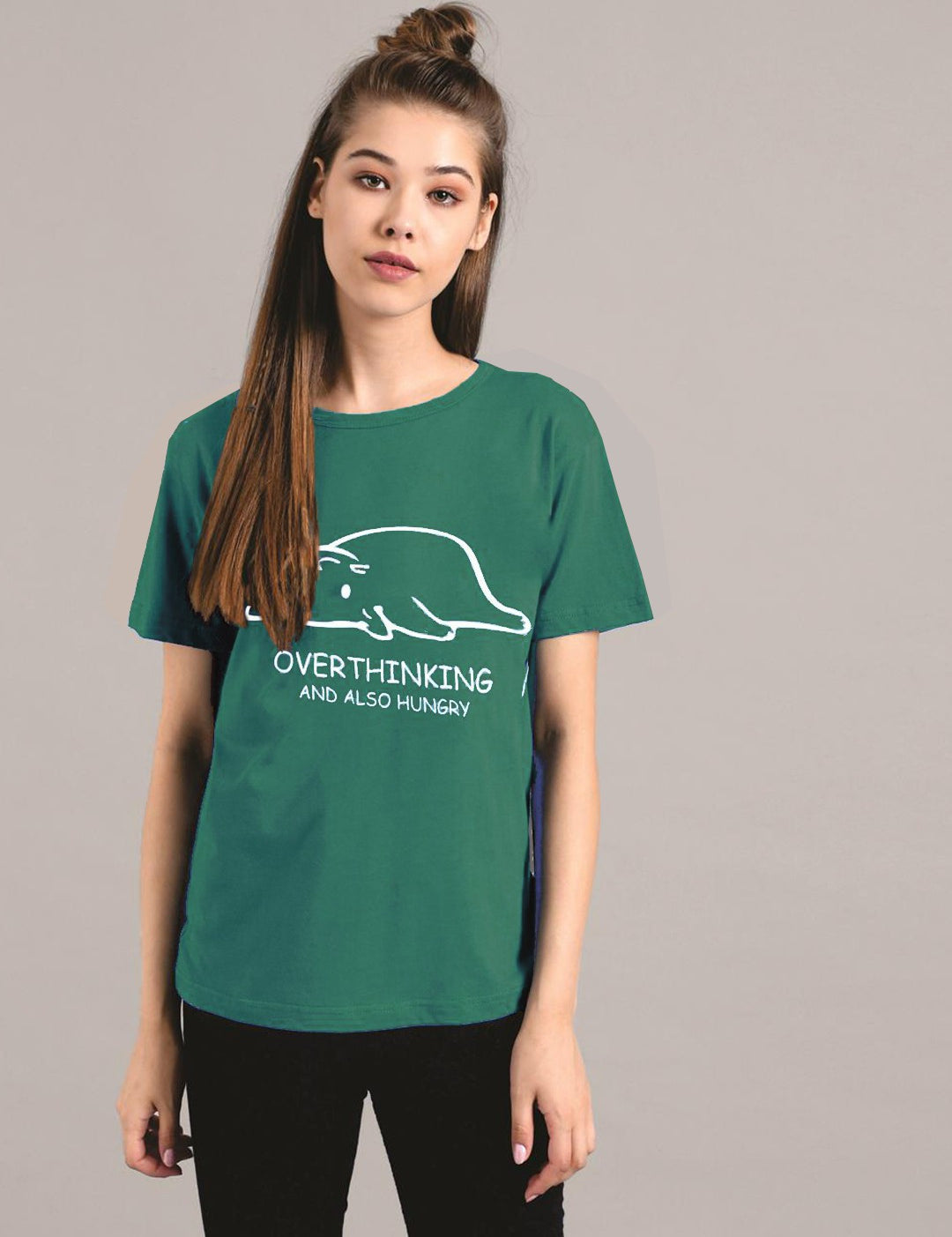 KOTTY Printed Women Round Neck Green T-Shirt 