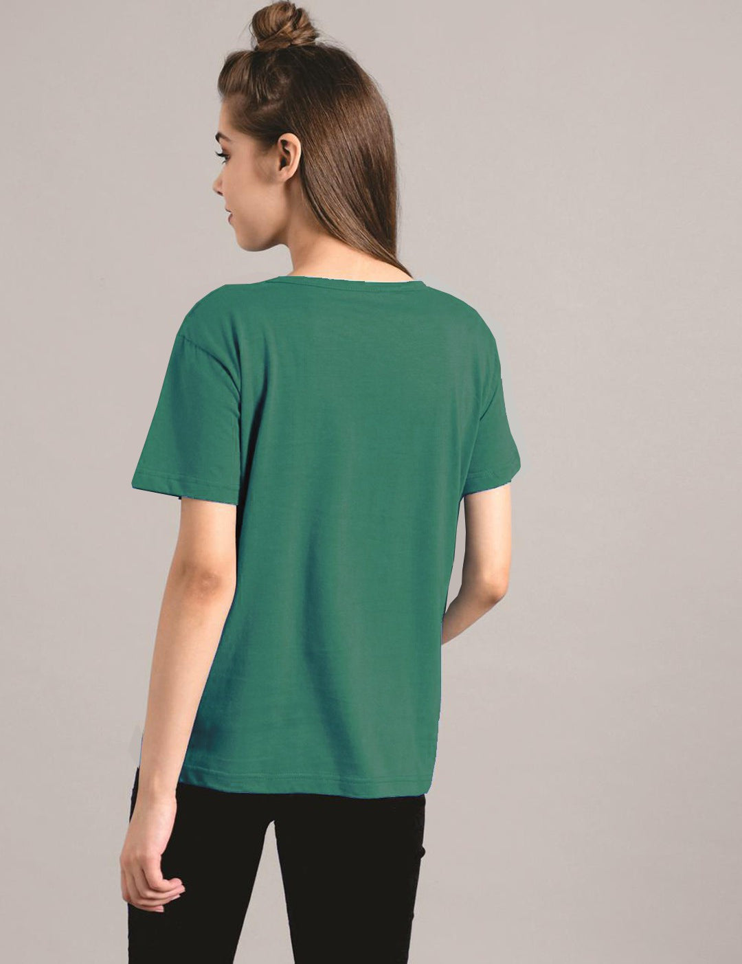 KOTTY Printed Women Round Neck Green T-Shirt 