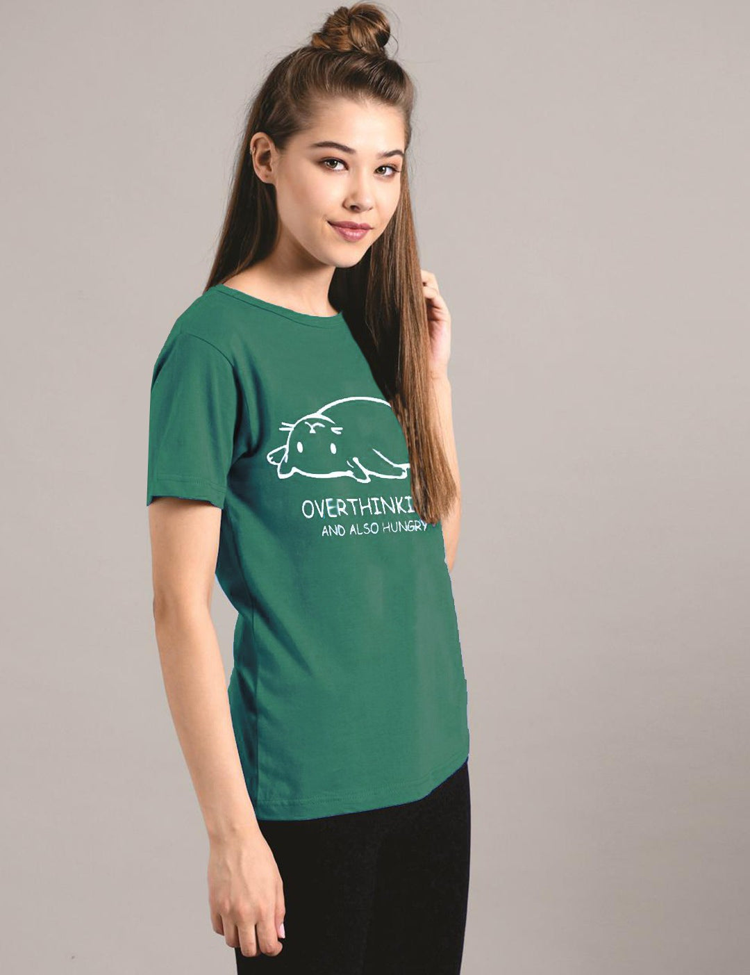 KOTTY Printed Women Round Neck Green T-Shirt 
