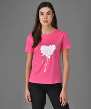 KOTTY Light Pink Printed Pure Cotton Women T-Shirt