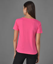 KOTTY Light Pink Printed Pure Cotton Women T-Shirt