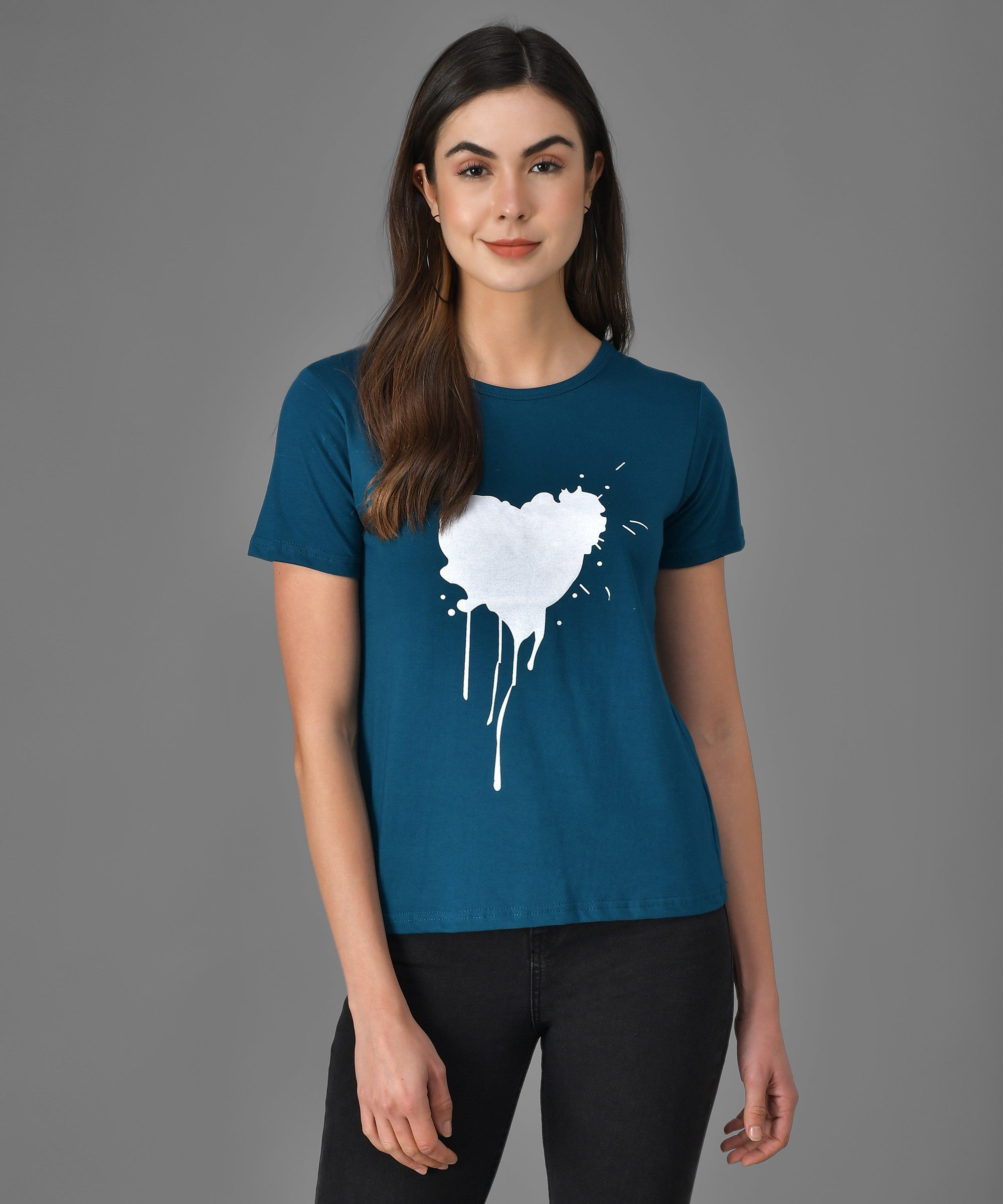 KOTTY Graphic Print Women Round Neck Blue T-Shirt 