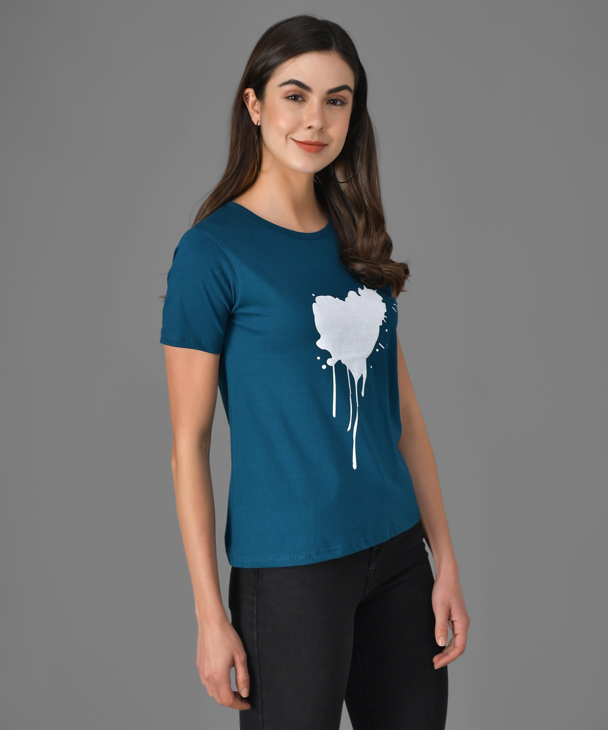 KOTTY Graphic Print Women Round Neck Blue T-Shirt 