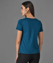 KOTTY Graphic Print Women Round Neck Blue T-Shirt 