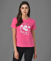 KOTTY Graphic Print Women Round Neck Pink T-Shirt 