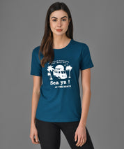 KOTTY Graphic Print Women Round Neck Blue T-Shirt 
