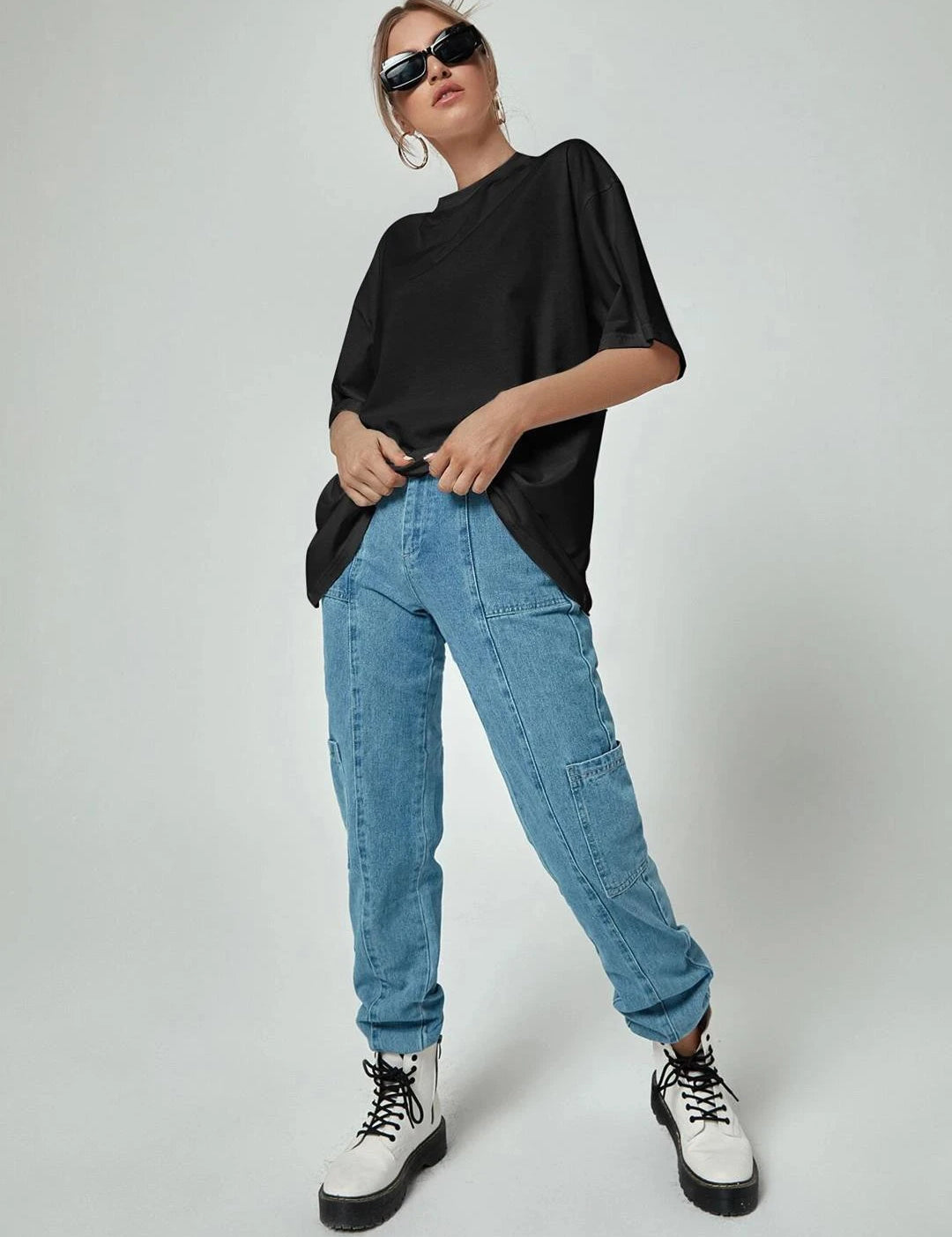 KOTTY Solid Women Round Neck Black T-Shirt 