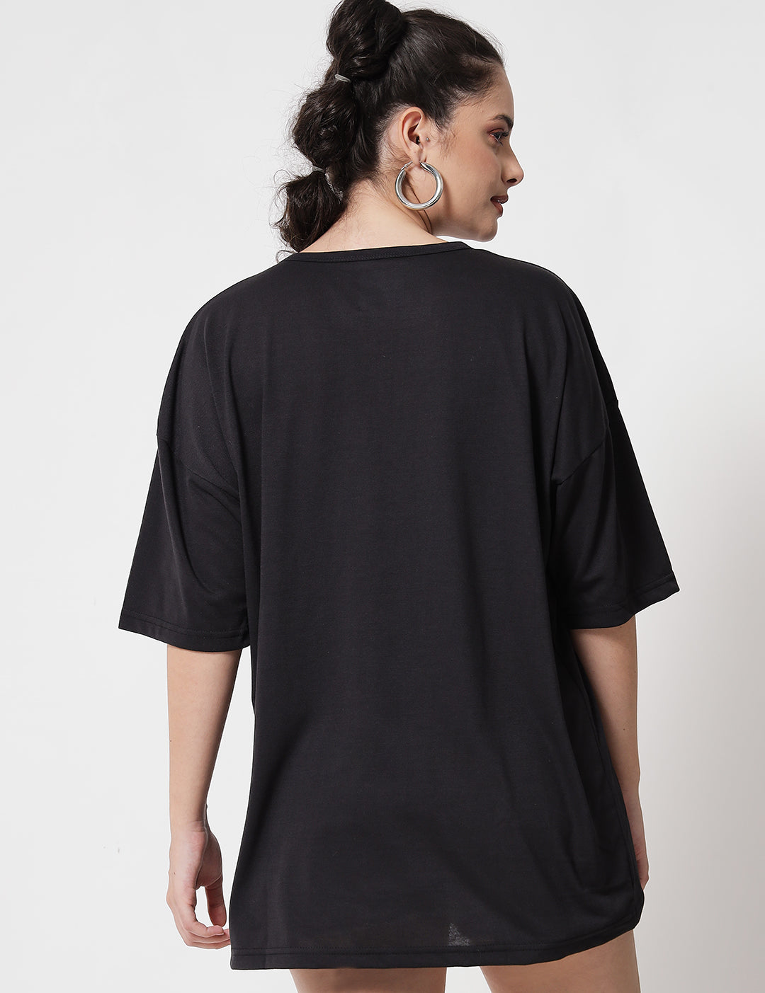 KOTTY Womens Printed Cotton Blend Jade Black Tshirts