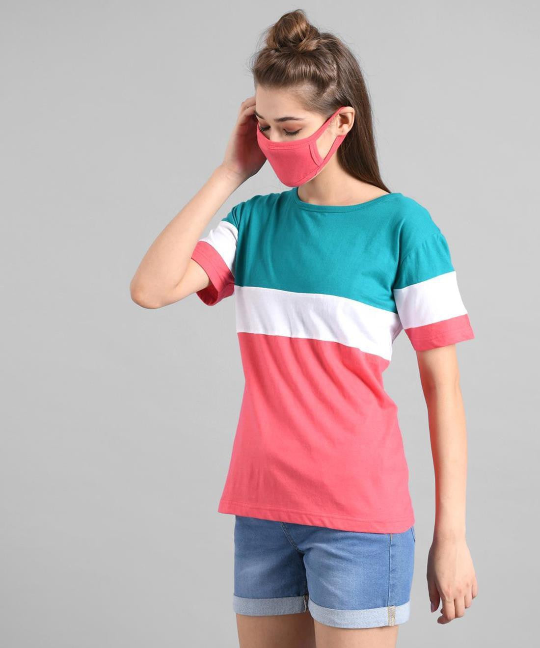 KOTTY Printed Women Round Neck Multicolor T-Shirt 