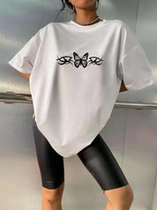 KOTTY Printed Women Round Neck White T-Shirt 