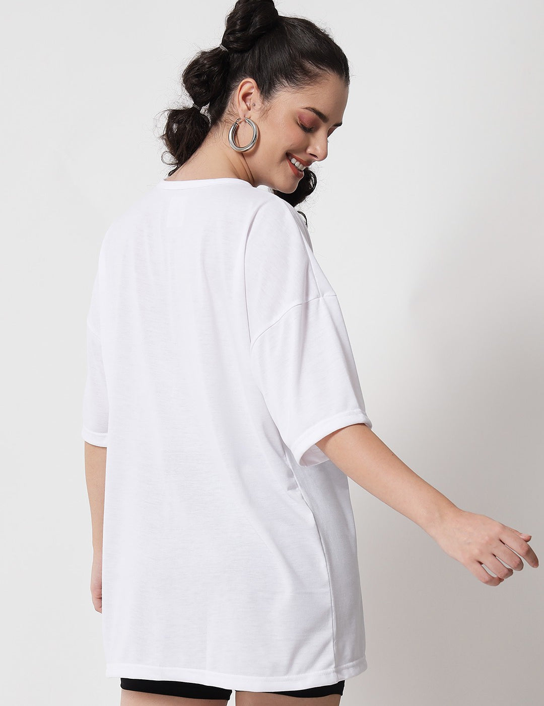 KOTTY Printed Women Round Neck White T-Shirt 