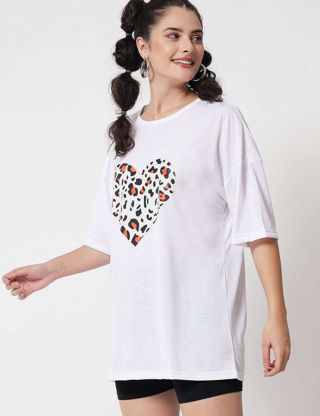 KOTTY Printed Women Round Neck White T-Shirt 