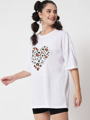KOTTY Printed Women Round Neck White T-Shirt 
