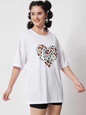 KOTTY Printed Women Round Neck White T-Shirt 