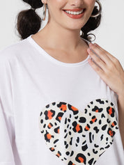 KOTTY Printed Women Round Neck White T-Shirt 