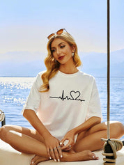 KOTTY Printed Women Round Neck White T-Shirt 