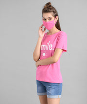 KOTTY Printed Women Round Neck Pink T-Shirt 
