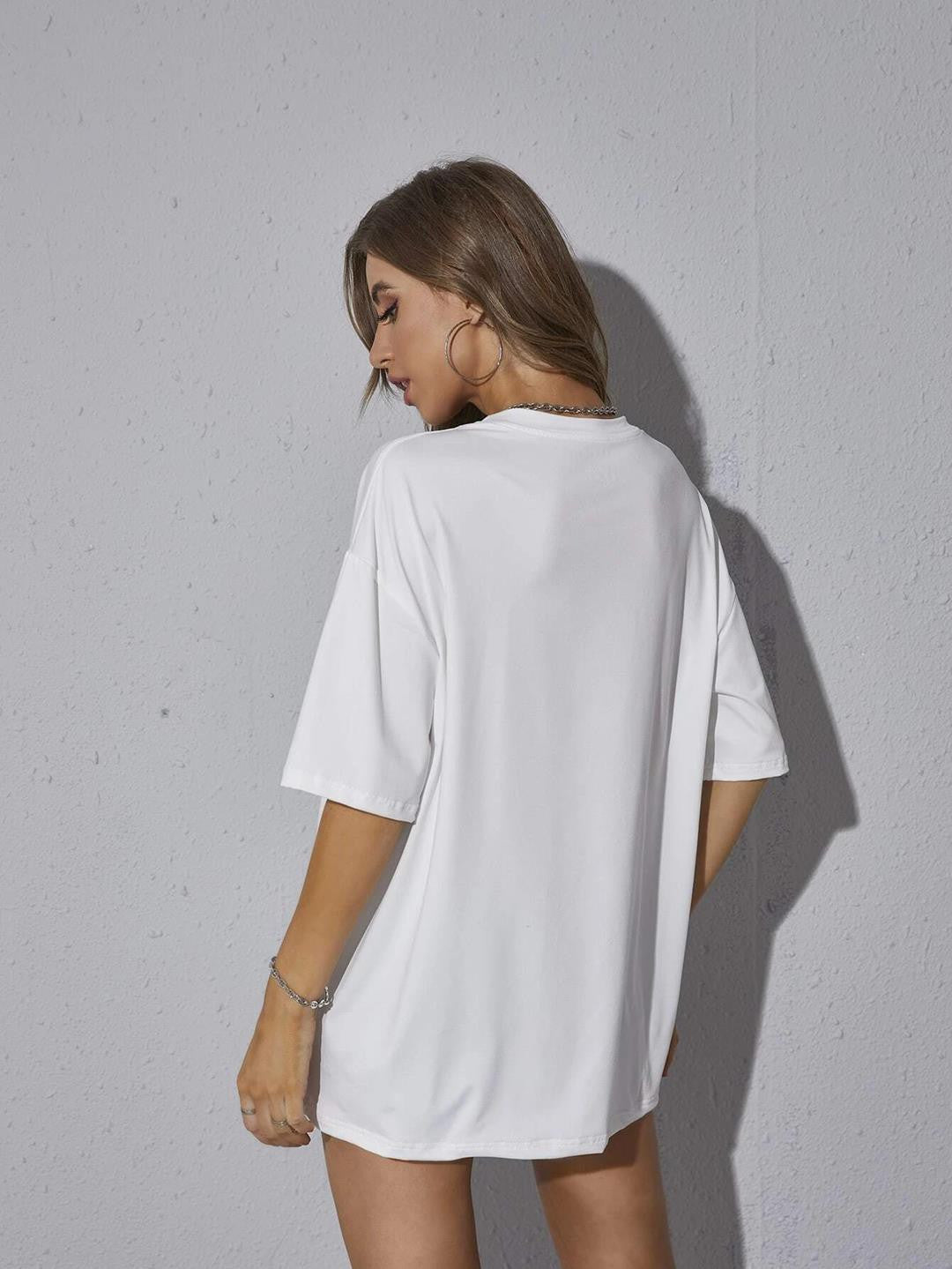 KOTTY Solid Women Round Neck White T-Shirt 