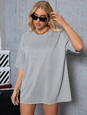 KOTTY Solid Women Round Neck Grey T-Shirt 