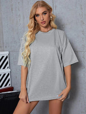 KOTTY Solid Women Round Neck Grey T-Shirt 