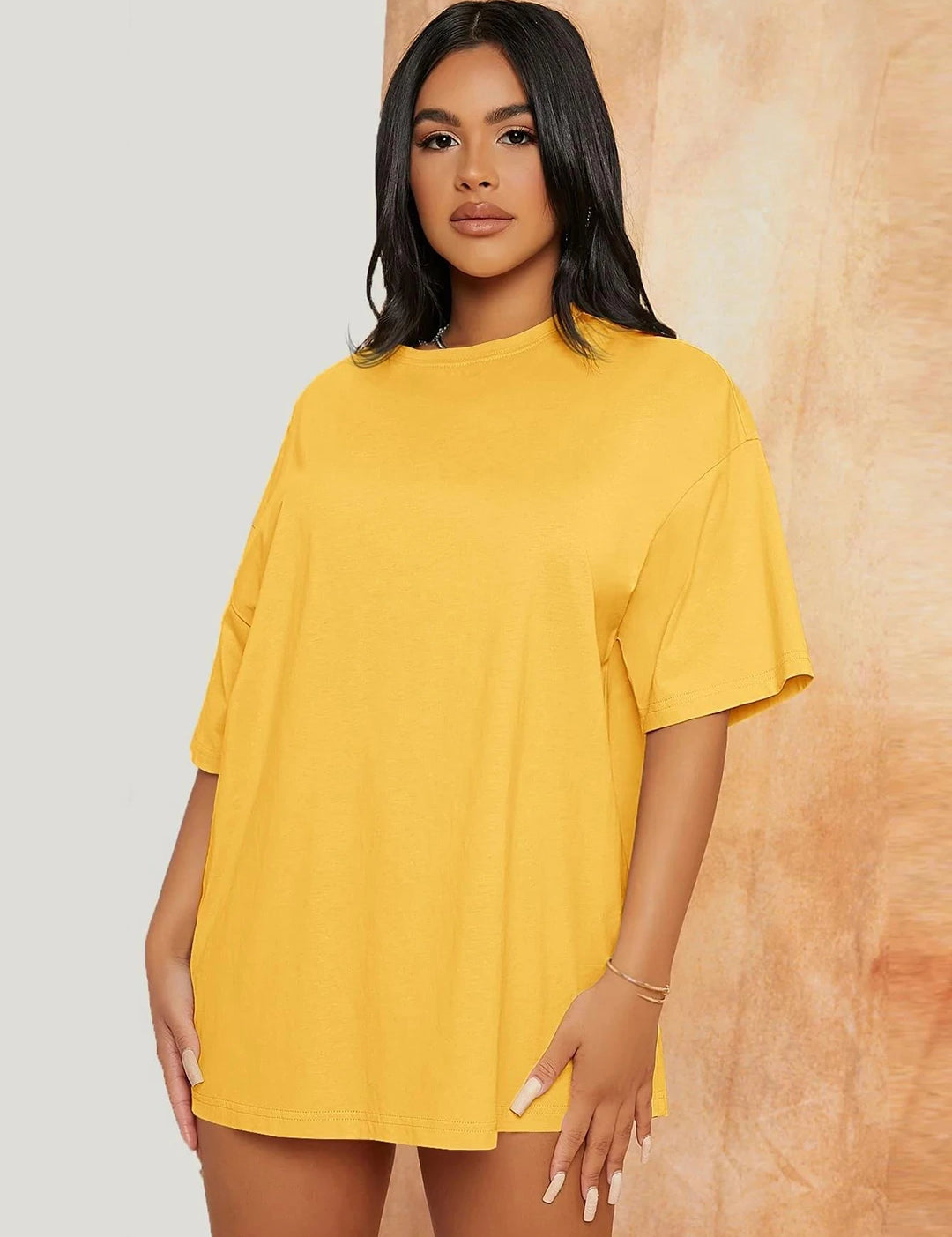 KOTTY Solid Women Round Neck Yellow T-Shirt 