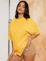 KOTTY Solid Women Round Neck Yellow T-Shirt 